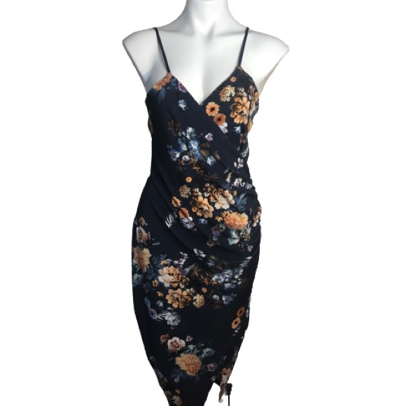 Floral Strappy Wrap Midi Dress Sz 12 - Picture 4 of 8